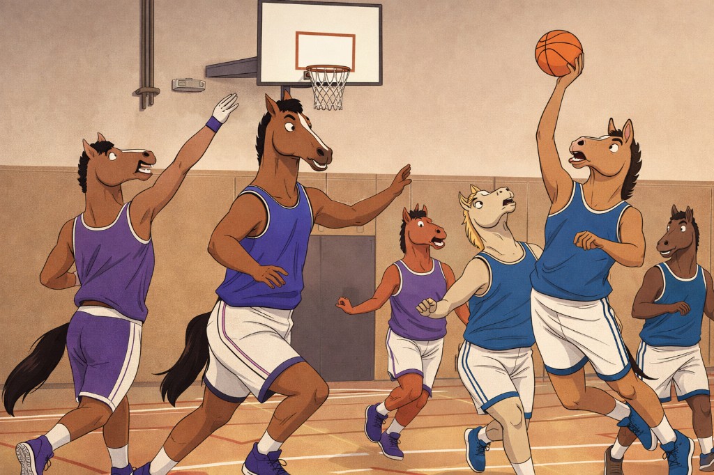 Horse basketball team illustration